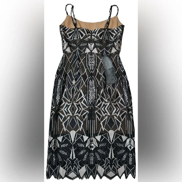 NWT BCBGMAXAZRIA Alese Floral Geometric Pattern Midi Dress - Picture 5 of 10